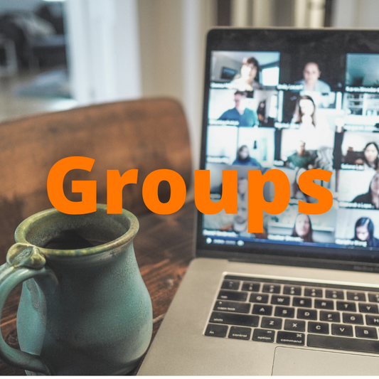 Sharing a cup of tea during a group meeting via the internet.