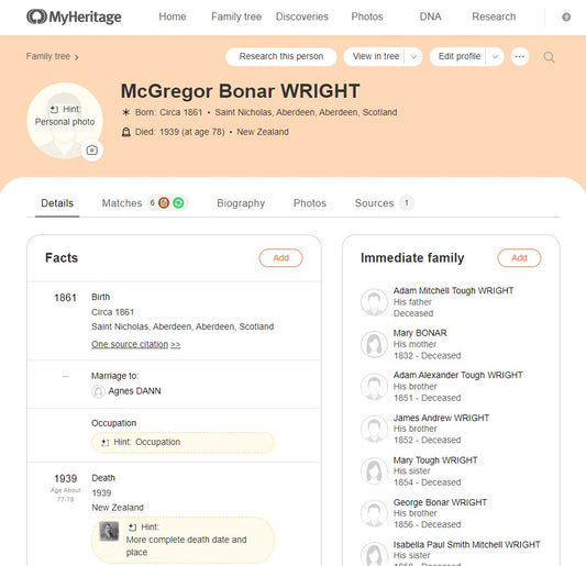 MyHeritage Profile Page Update
