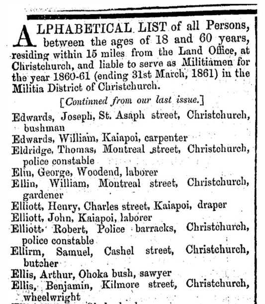 Past Encounters: Christchurch Men 1860-61