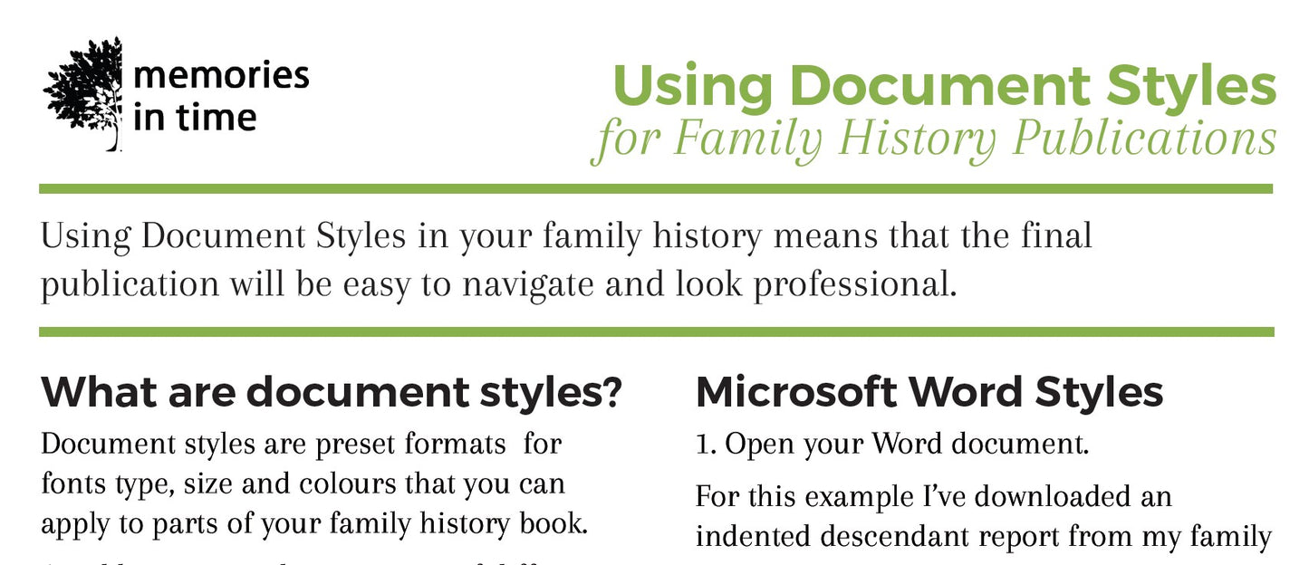 Using Document Styles for Family History Publications