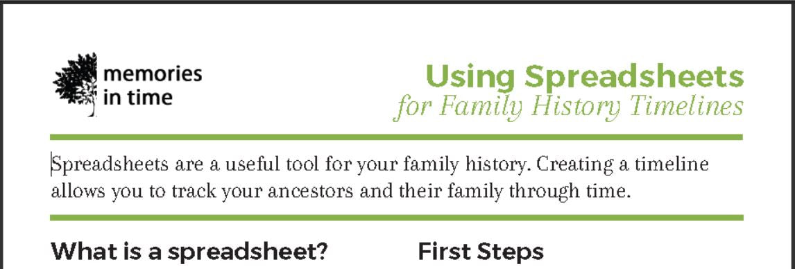 Using Spreadsheets for Family History Timelines