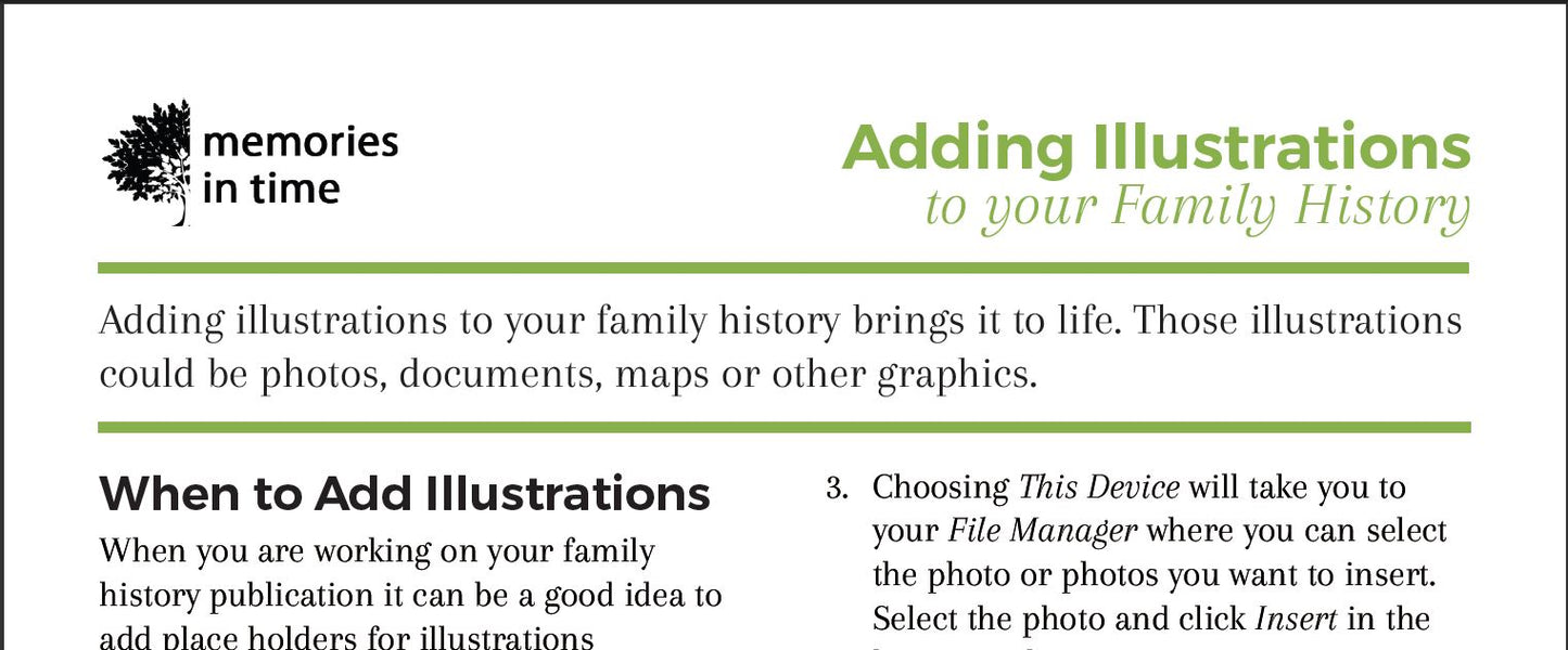 Adding Illustrations to your Family History